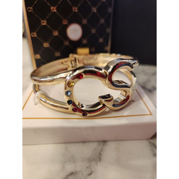 Color Street Gold Tone Rhinestone Encrusted CS Monogram Bracelet In Gift Box - Picture 5 of 6